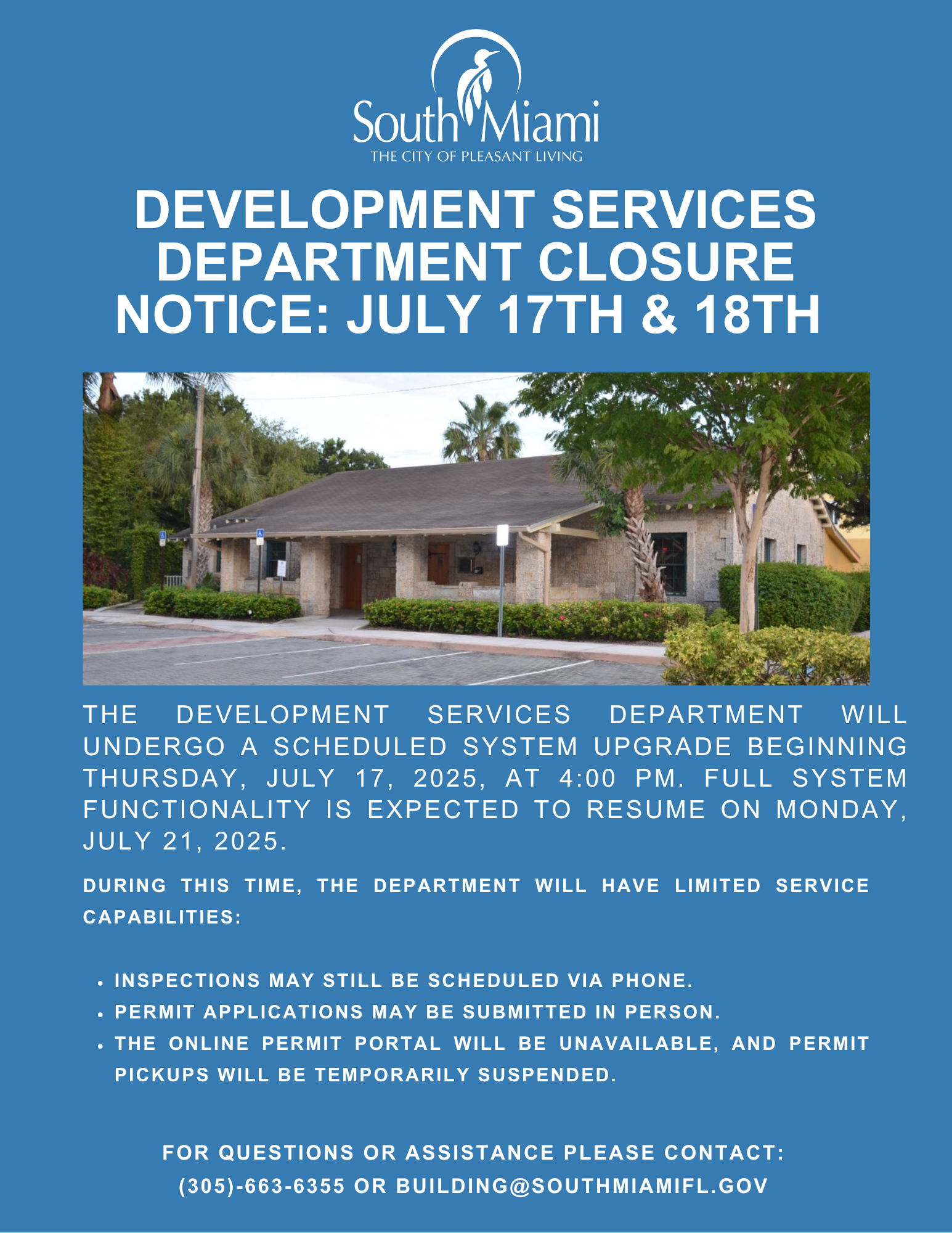 Building Department Closure Notice Flyer for Door